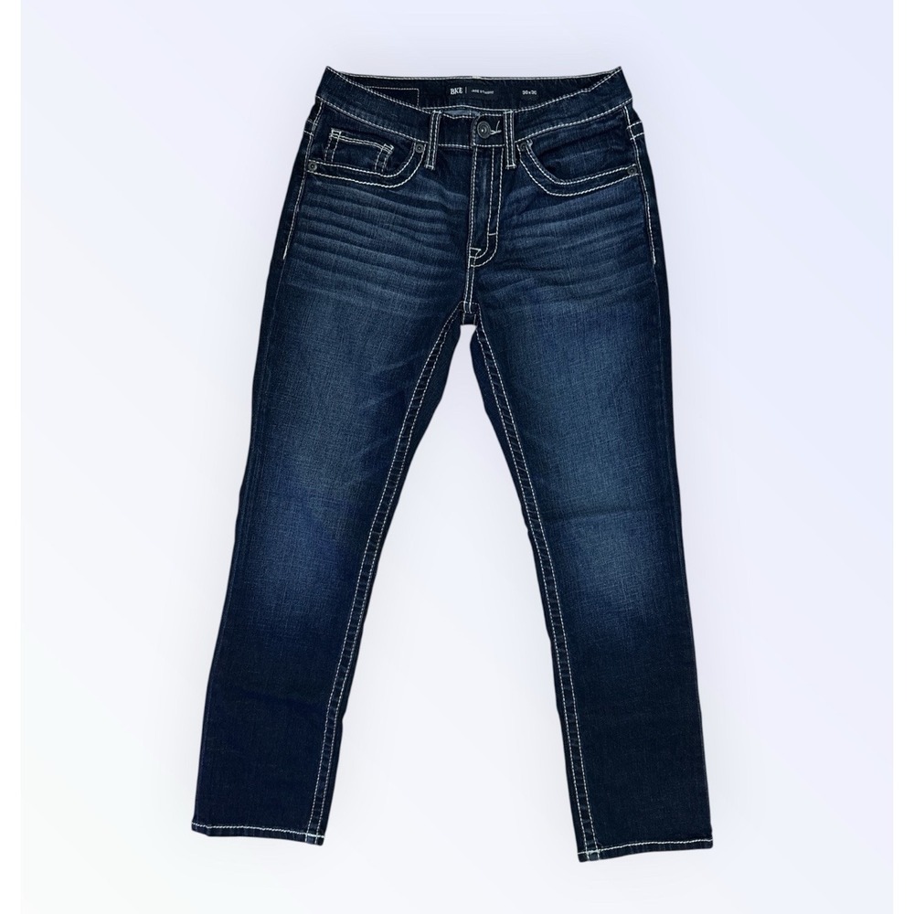 BKE Jake Straight Leg Jeans Mens 30x30 Blue Denim Dark Wash Western Cowboy Work - Picture 4 of 9